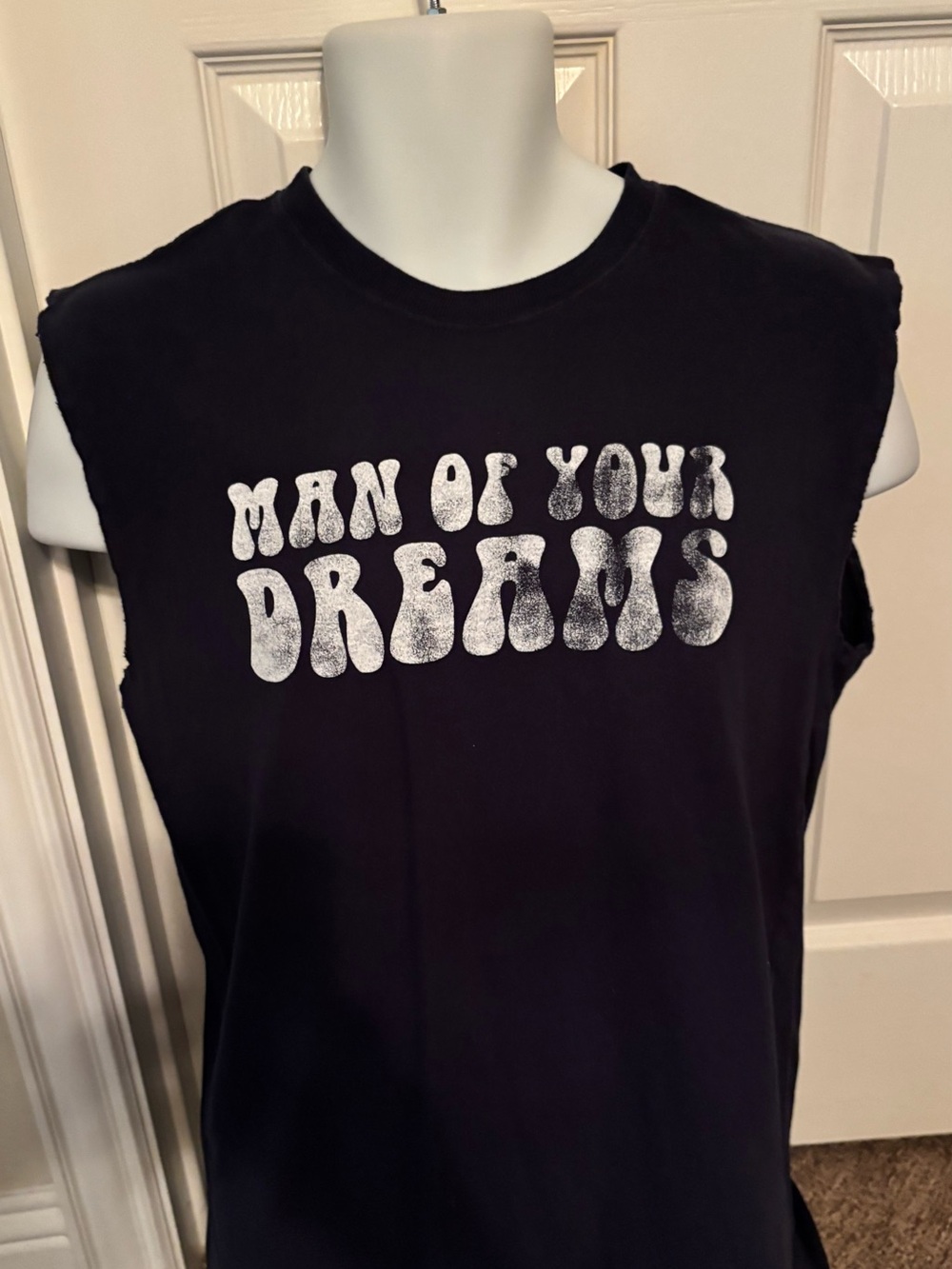 Black Sleeveless 'Man Of Your Dreams' Graphic Tee